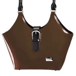 Beijo MISS POPULAR Patent Leather Handbag In Chocolate New
